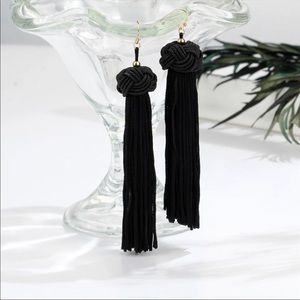 Long Black tassel trendy boho earring Nwt